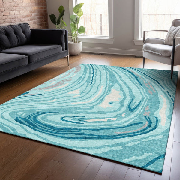 Homeroots 3' Durable Abstract Washable Area Rug For Indoor And Outdoor Spaces - Stylish And Stain Resistant 9' X 12' Polyester 601312