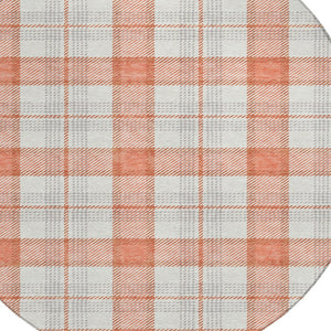 Homeroots 3' Aqua And Gray Plaid Washable Area Rug - Durable Indoor Outdoor Design For High Traffic Spaces 8' Round Polyester 601322