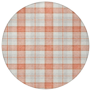 Homeroots 3' Aqua And Gray Plaid Washable Area Rug - Durable Indoor Outdoor Design For High Traffic Spaces 8' Round Polyester 601322