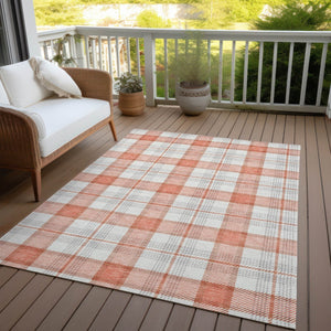 Homeroots 3' Aqua And Gray Plaid Washable Area Rug - Durable Indoor Outdoor Design For High Traffic Spaces 8' X 10' Polyester 601323