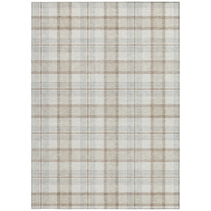 Homeroots 3' Aqua And Gray Plaid Washable Area Rug - Durable Indoor Outdoor Design For High Traffic Spaces 3' X 5' Polyester 601326