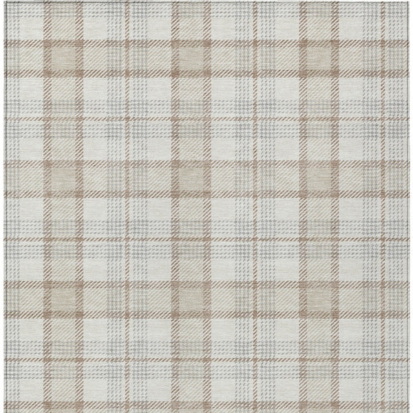 Homeroots 3' Aqua And Gray Plaid Washable Area Rug - Durable Indoor Outdoor Design For High Traffic Spaces 3' X 5' Polyester 601326