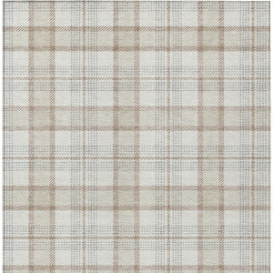 Homeroots 3' Aqua And Gray Plaid Washable Area Rug - Durable Indoor Outdoor Design For High Traffic Spaces 5' X 8' Polyester 601327
