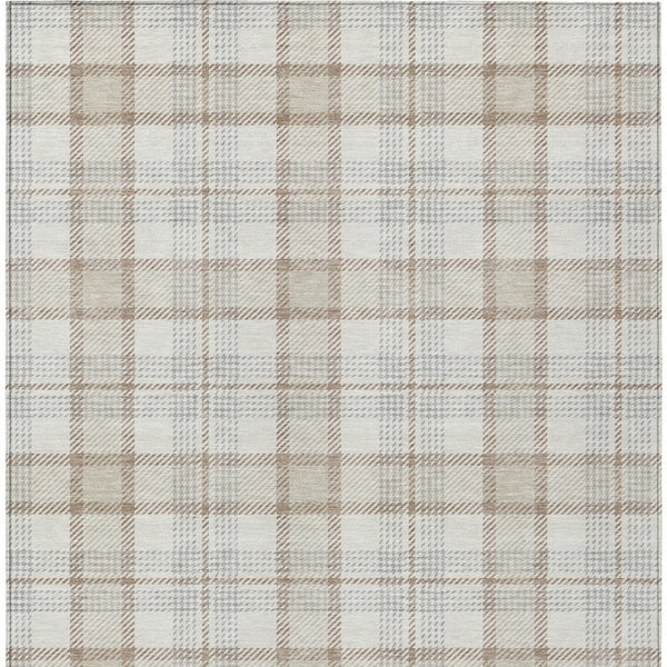 Homeroots 3' Aqua And Gray Plaid Washable Area Rug - Durable Indoor Outdoor Design For High Traffic Spaces 5' X 8' Polyester 601327