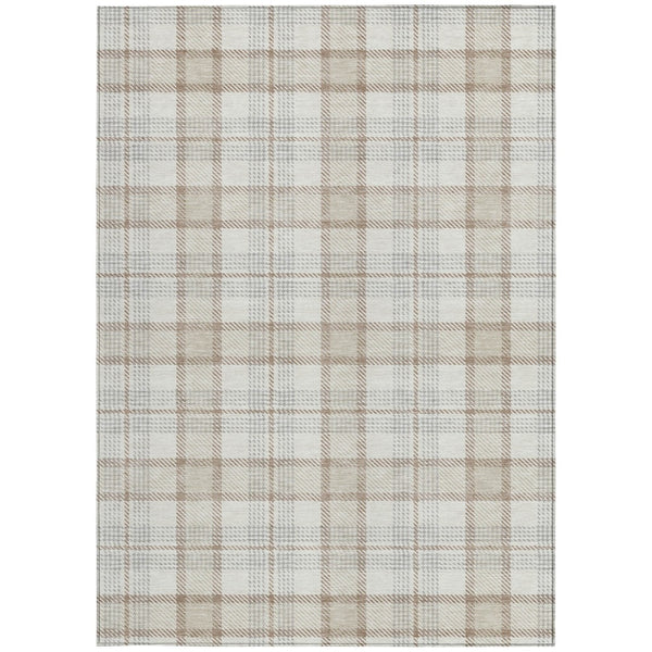 Homeroots 3' Aqua And Gray Plaid Washable Area Rug - Durable Indoor Outdoor Design For High Traffic Spaces 9' X 12' Polyester 601330