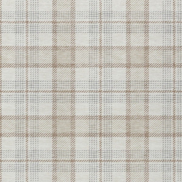 Homeroots 3' Aqua And Gray Plaid Washable Area Rug - Durable Indoor Outdoor Design For High Traffic Spaces 9' X 12' Polyester 601330