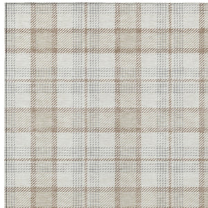 Homeroots 3' Aqua And Gray Plaid Washable Area Rug - Durable Indoor Outdoor Design For High Traffic Spaces 10' X 14' Polyester 601331