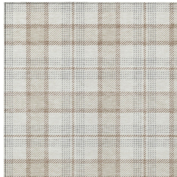 Homeroots 3' Aqua And Gray Plaid Washable Area Rug - Durable Indoor Outdoor Design For High Traffic Spaces 10' X 14' Polyester 601331