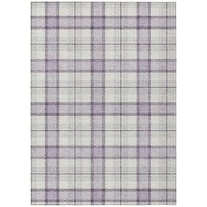 HomeRoots 5' Stylish Lavender Purple and Gray Plaid Area Rug for Indoor and Outdoor High-Traffic Spaces 8' X 10' 601335