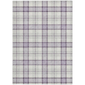 Homeroots 3' Aqua And Gray Plaid Washable Area Rug - Durable Indoor Outdoor Design For High Traffic Spaces 10' X 14' Polyester 601337