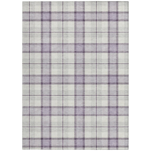Homeroots 3' Aqua And Gray Plaid Washable Area Rug - Durable Indoor Outdoor Design For High Traffic Spaces 10' X 14' Polyester 601337