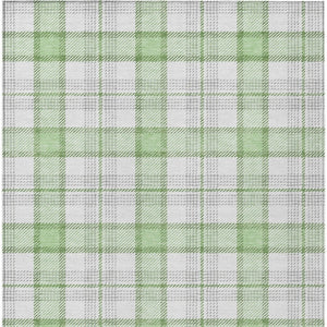 Homeroots 3' Aqua And Gray Plaid Washable Area Rug - Durable Indoor Outdoor Design For High Traffic Spaces 5' X 8' Polyester 601339