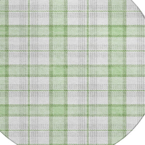 Homeroots 3' Aqua And Gray Plaid Washable Area Rug - Durable Indoor Outdoor Design For High Traffic Spaces 8' Round Polyester 601340