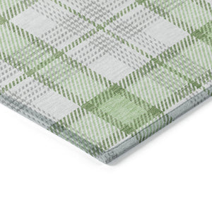 Homeroots 3' Aqua And Gray Plaid Washable Area Rug - Durable Indoor Outdoor Design For High Traffic Spaces 9' X 12' Polyester 601342