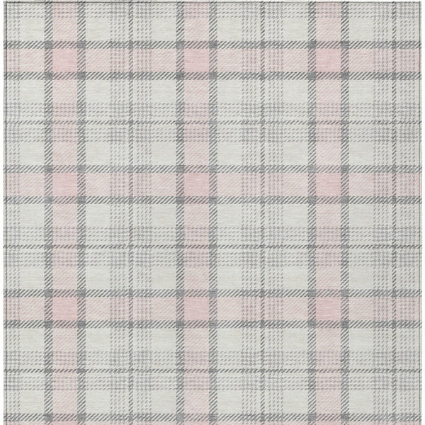 Homeroots 3' Aqua And Gray Plaid Washable Area Rug - Durable Indoor Outdoor Design For High Traffic Spaces 3' X 5' Polyester 601350