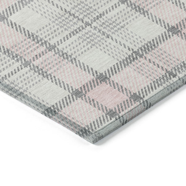 Homeroots 3' Aqua And Gray Plaid Washable Area Rug - Durable Indoor Outdoor Design For High Traffic Spaces 5' X 8' Polyester 601351