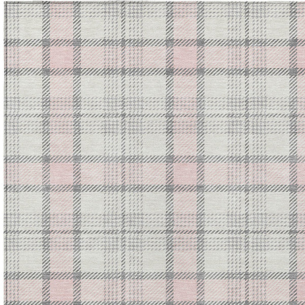 Homeroots 3' Aqua And Gray Plaid Washable Area Rug - Durable Indoor Outdoor Design For High Traffic Spaces 5' X 8' Polyester 601351