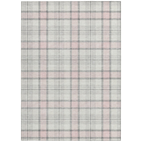 Homeroots 3' Aqua And Gray Plaid Washable Area Rug - Durable Indoor Outdoor Design For High Traffic Spaces 8' X 10' Polyester 601353