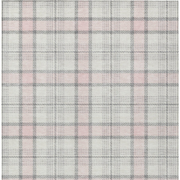 Homeroots 3' Aqua And Gray Plaid Washable Area Rug - Durable Indoor Outdoor Design For High Traffic Spaces 8' X 10' Polyester 601353