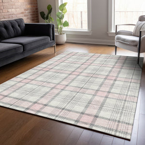 Homeroots 3' Aqua And Gray Plaid Washable Area Rug - Durable Indoor Outdoor Design For High Traffic Spaces 8' X 10' Polyester 601353