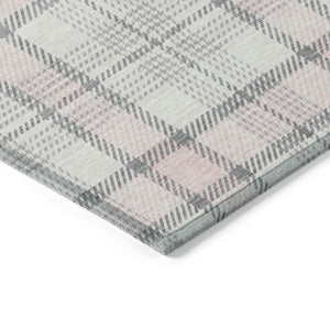 Homeroots 3' Aqua And Gray Plaid Washable Area Rug - Durable Indoor Outdoor Design For High Traffic Spaces 9' X 12' Polyester 601354