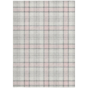 Homeroots 3' Aqua And Gray Plaid Washable Area Rug - Durable Indoor Outdoor Design For High Traffic Spaces 9' X 12' Polyester 601354