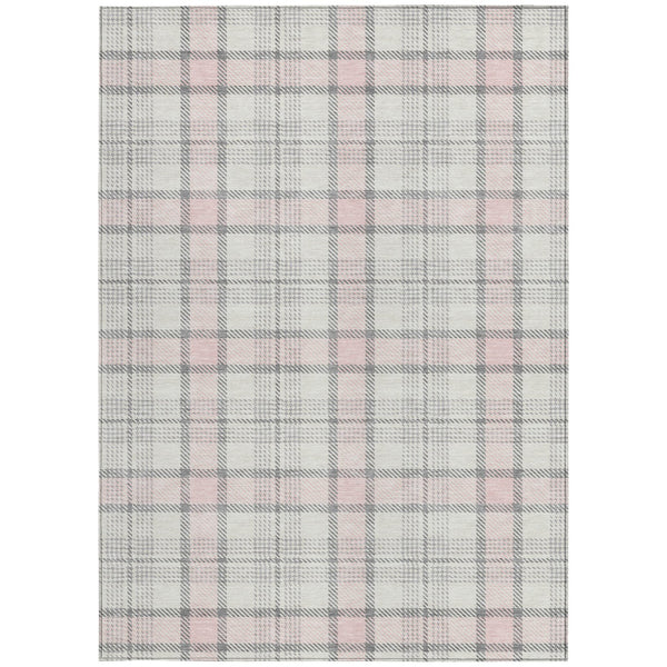 Homeroots 3' Aqua And Gray Plaid Washable Area Rug - Durable Indoor Outdoor Design For High Traffic Spaces 9' X 12' Polyester 601354
