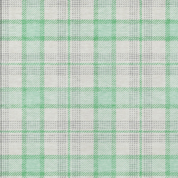 Homeroots 3' Aqua And Gray Plaid Washable Area Rug - Durable Indoor Outdoor Design For High Traffic Spaces 3' X 5' Polyester 601356