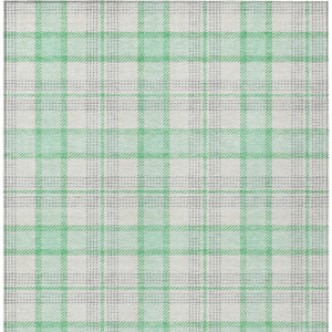Homeroots 3' Aqua And Gray Plaid Washable Area Rug - Durable Indoor Outdoor Design For High Traffic Spaces 3' X 5' Polyester 601356