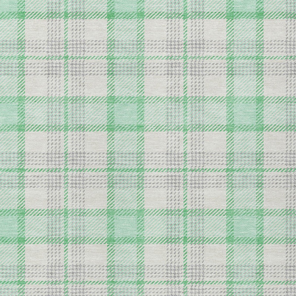 Homeroots 3' Aqua And Gray Plaid Washable Area Rug - Durable Indoor Outdoor Design For High Traffic Spaces 5' X 8' Polyester 601357