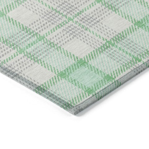 Homeroots 3' Aqua And Gray Plaid Washable Area Rug - Durable Indoor Outdoor Design For High Traffic Spaces 5' X 8' Polyester 601357