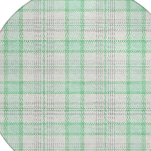Homeroots 3' Aqua And Gray Plaid Washable Area Rug - Durable Indoor Outdoor Design For High Traffic Spaces 8' Round Polyester 601358