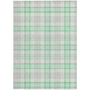 Homeroots 3' Aqua And Gray Plaid Washable Area Rug - Durable Indoor Outdoor Design For High Traffic Spaces 8' X 10' Polyester 601359