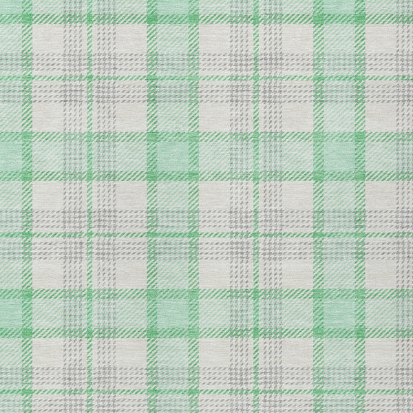 Homeroots 3' Aqua And Gray Plaid Washable Area Rug - Durable Indoor Outdoor Design For High Traffic Spaces 9' X 12' Polyester 601360