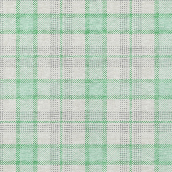 Homeroots 3' Aqua And Gray Plaid Washable Area Rug - Durable Indoor Outdoor Design For High Traffic Spaces 10' X 14' Polyester 601361