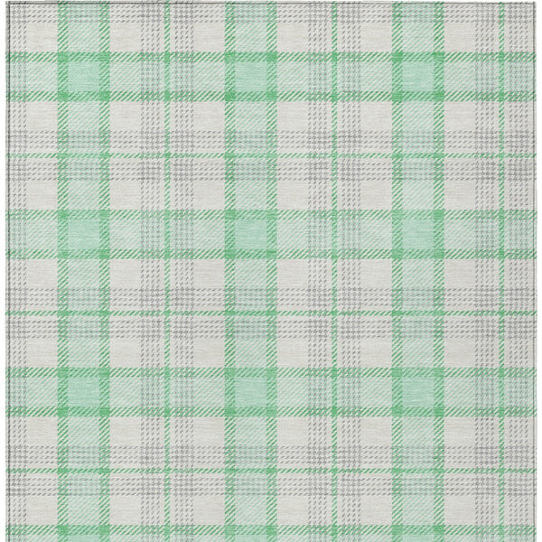 Homeroots 3' Aqua And Gray Plaid Washable Area Rug - Durable Indoor Outdoor Design For High Traffic Spaces 10' X 14' Polyester 601361