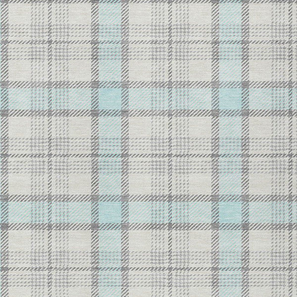 Homeroots 3' Aqua And Gray Plaid Washable Area Rug - Durable Indoor Outdoor Design For High Traffic Spaces 3' X 5' Polyester 601362