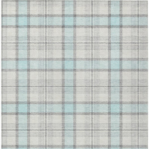 Homeroots 3' Aqua And Gray Plaid Washable Area Rug - Durable Indoor Outdoor Design For High Traffic Spaces 5' X 8' Polyester 601363