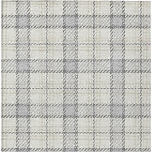 Homeroots 3' Aqua And Gray Plaid Washable Area Rug - Durable Indoor Outdoor Design For High Traffic Spaces 5' X 8' Polyester 601369