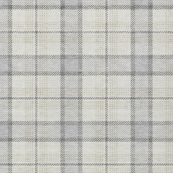 Homeroots 3' Aqua And Gray Plaid Washable Area Rug - Durable Indoor Outdoor Design For High Traffic Spaces 5' X 8' Polyester 601369