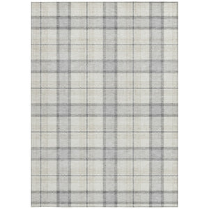 Homeroots 3' Aqua And Gray Plaid Washable Area Rug - Durable Indoor Outdoor Design For High Traffic Spaces 8' X 10' Polyester 601371