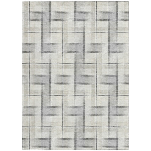 Homeroots 3' Aqua And Gray Plaid Washable Area Rug - Durable Indoor Outdoor Design For High Traffic Spaces 8' X 10' Polyester 601371