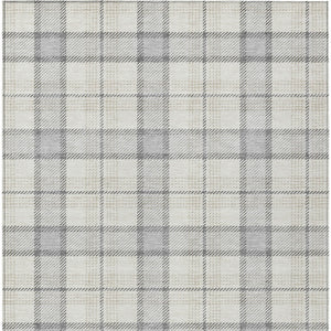 Homeroots 3' Aqua And Gray Plaid Washable Area Rug - Durable Indoor Outdoor Design For High Traffic Spaces 8' X 10' Polyester 601371