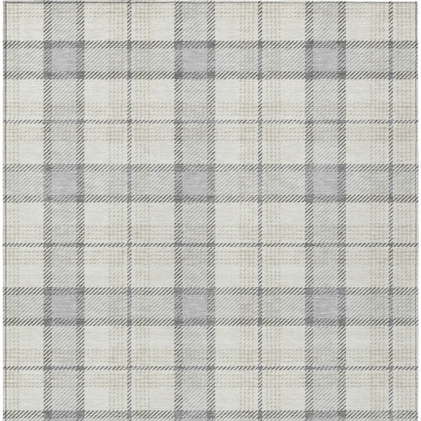 Homeroots 3' Aqua And Gray Plaid Washable Area Rug - Durable Indoor Outdoor Design For High Traffic Spaces 8' X 10' Polyester 601371