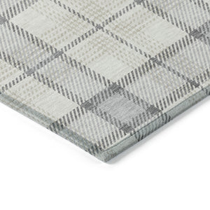 Homeroots 3' Aqua And Gray Plaid Washable Area Rug - Durable Indoor Outdoor Design For High Traffic Spaces 9' X 12' Polyester 601372