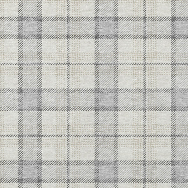 Homeroots 3' Aqua And Gray Plaid Washable Area Rug - Durable Indoor Outdoor Design For High Traffic Spaces 9' X 12' Polyester 601372