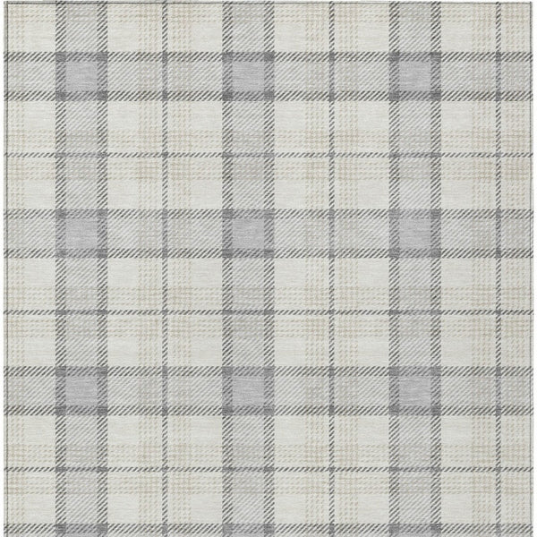 Homeroots 3' Aqua And Gray Plaid Washable Area Rug - Durable Indoor Outdoor Design For High Traffic Spaces 10' X 14' Polyester 601373