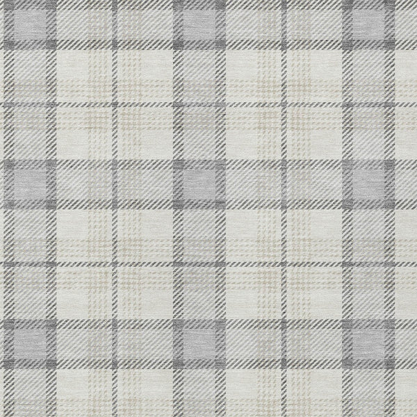 Homeroots 3' Aqua And Gray Plaid Washable Area Rug - Durable Indoor Outdoor Design For High Traffic Spaces 10' X 14' Polyester 601373