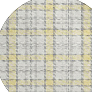 Homeroots 3' Aqua And Gray Plaid Washable Area Rug - Durable Indoor Outdoor Design For High Traffic Spaces 8' Round Polyester 601376