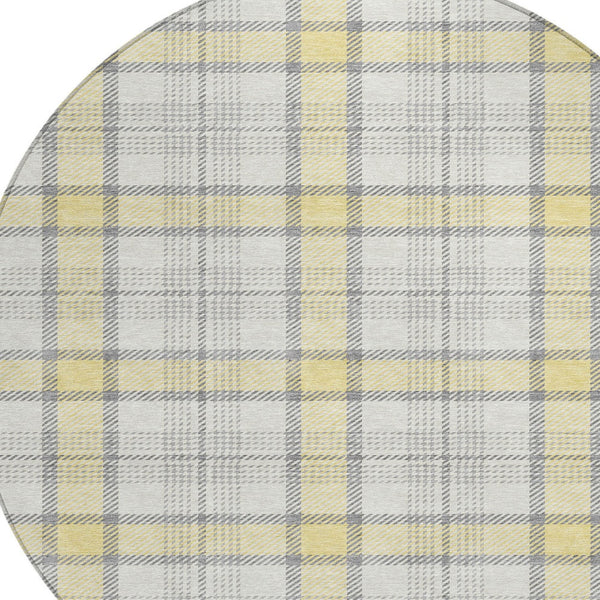 Homeroots 3' Aqua And Gray Plaid Washable Area Rug - Durable Indoor Outdoor Design For High Traffic Spaces 8' Round Polyester 601376